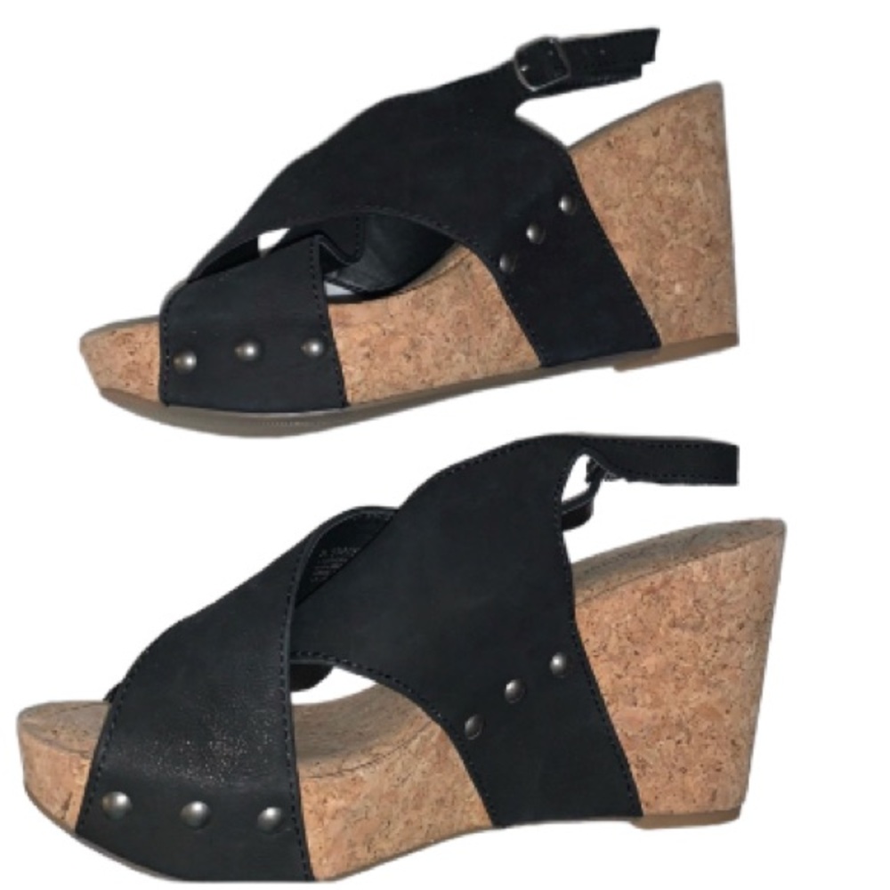 LUCKY BRAND CORK BLACK Wedges heels women’s size 8.5